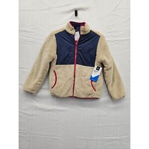 Member's Mark Boys Reversible Sherpa Jacket Beige Navy Blue Large 10/12 NEW